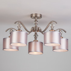 Потолочная люстра с тканевыми абажурами 60070/5 сатин-никель &mdash; Multielectrika