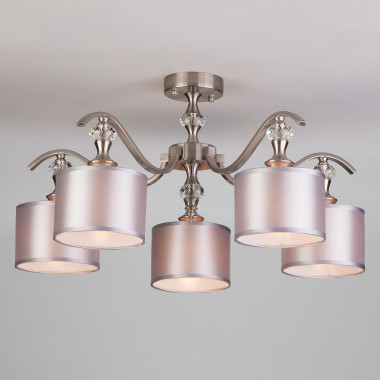 Потолочная люстра с тканевыми абажурами 60070/5 сатин-никель — Multielectrika