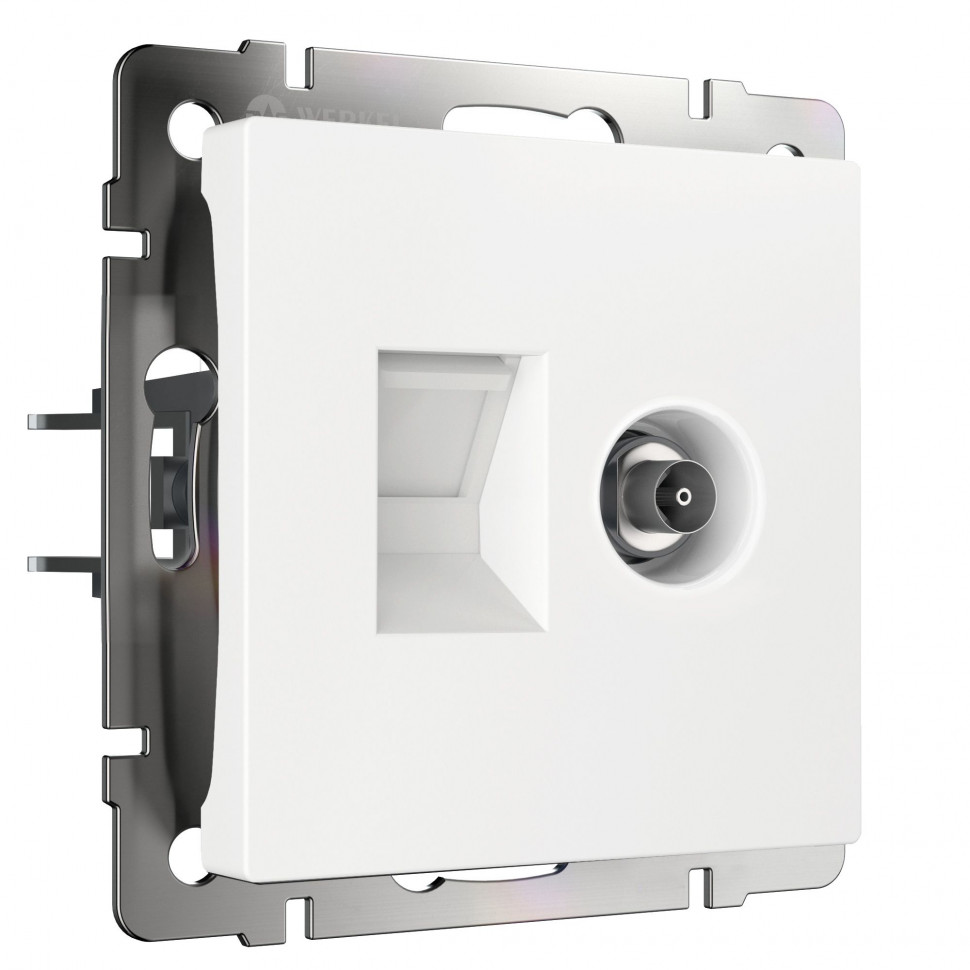 Розетка ТВ+Ethernet RJ-45 6 cat. (белый) W1181301 фото 1 &mdash; Multielectrika