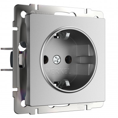 Розетка с заземлением (серебряный матовый) W1171065 — Multielectrika
