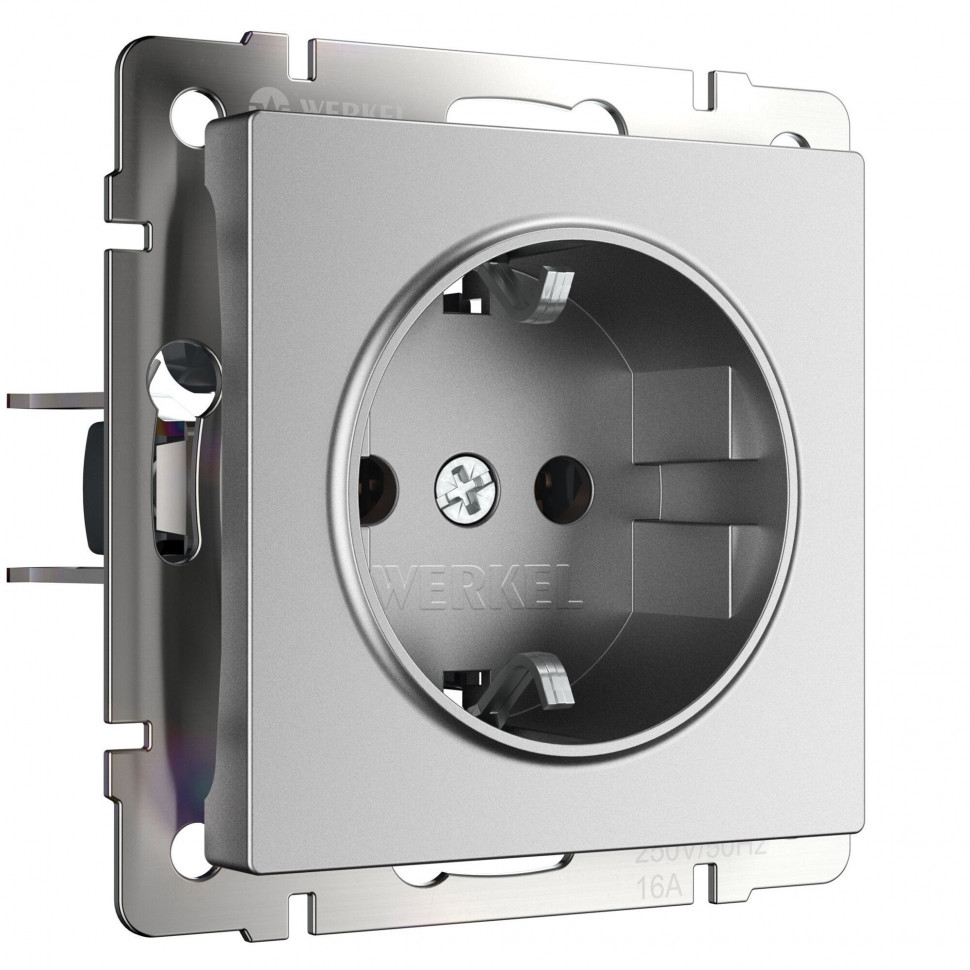 Розетка с заземлением (серебряный матовый) W1171065 фото 1 — Multielectrika
