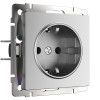Розетка с заземлением (серебряный матовый) W1171065 фото 1 &mdash; Multielectrika