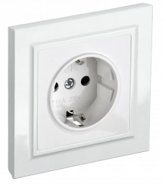 Розетка с заземлением с защитными шторками 16А в сборе IEK Brite РСР14-1-0-БрБ белая &mdash; Multielectrika