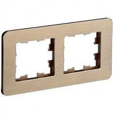 Рамка на 2 поста IEK Brite РУ-2-1-Бр металл шампань RE AL &mdash; Multielectrika