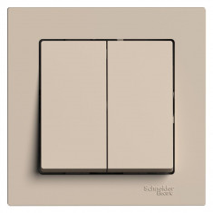 Выключатель двухклавишный Systeme Electric AtlasDesign в сборе, 10А, песочный &mdash; Multielectrika