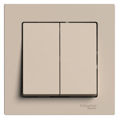 Выключатель двухклавишный Systeme Electric AtlasDesign в сборе, 10А, песочный — Multielectrika