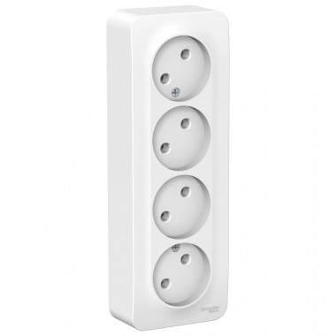 Розетка 4-ая Systeme Electric Blanca без заземления, с изолир. пластиной, белая 16А — Multielectrika