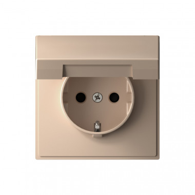 Розетка силовая Systeme Electric ArtGallery со шторками и крышкой, 16А, песочный — Multielectrika
