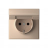Розетка силовая Systeme Electric ArtGallery со шторками и крышкой, 16А, песочный
