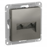 Розетка двойная Schneider Atlas Design RJ-45 кат. 5е, сталь
