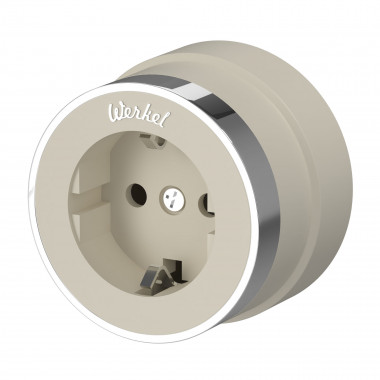 Розетка с заземлением Vintage слоновая кость матовый/хром W5871055 — Multielectrika