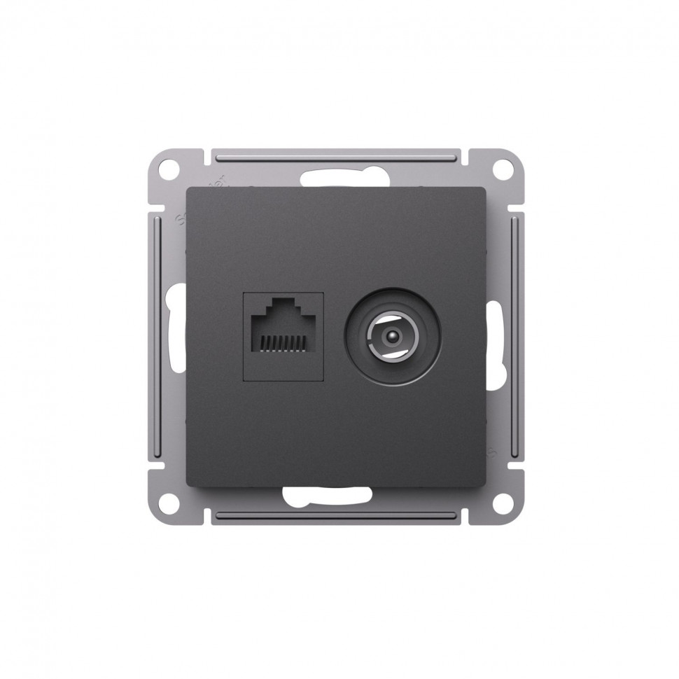 Розетка TV+RJ-45 Systeme Electric AtlasDesign кат. 5Е, базальт фото 1 — Multielectrika