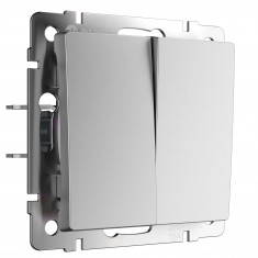 Выключатель двухклавишный проходной (серебряный матовый) W1122065 &mdash; Multielectrika