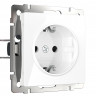 Розетка с заземлением и шторками (белая) W1171101