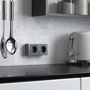 Розетка с заземлением Gallant графит рифленый W5071004 &mdash; Multielectrika