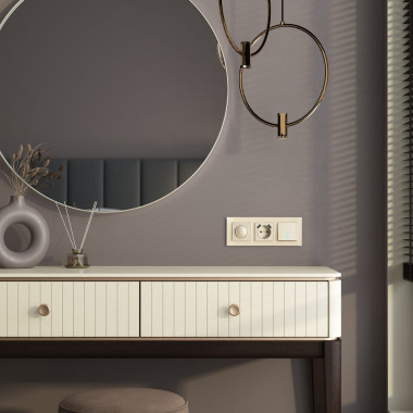 Выключатель одноклавишный с подсветкой (шампань рифленый) W1110110 &mdash; Multielectrika