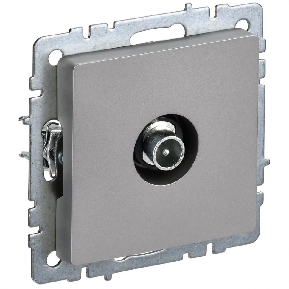 Розетка TV проходная IEK Brite РТВ10-0-БрС сталь фото 1 — Multielectrika