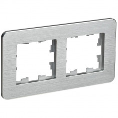 Рамка на 2 поста IEK Brite РУ-2-1-Бр металл алюминий RE AL &mdash; Multielectrika