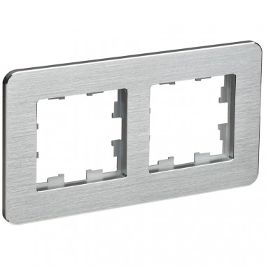 Рамка на 2 поста IEK Brite РУ-2-1-Бр металл алюминий RE AL — Multielectrika