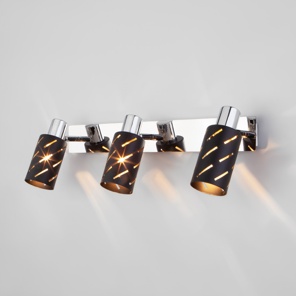 Настенный светильник с поворотными плафонами 20090/3 черный/хром фото 1 — Multielectrika