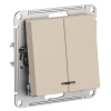 Выключатель двухклавишный Systeme Electric AtlasDesign с подсветкой, 10А, песочный фото 1 — Multielectrika