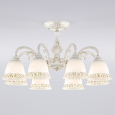 Классическая люстра со стеклянными плафонами 60107/8 белый с золотом &mdash; Multielectrika