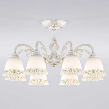 Классическая люстра со стеклянными плафонами 60107/8 белый с золотом — Multielectrika