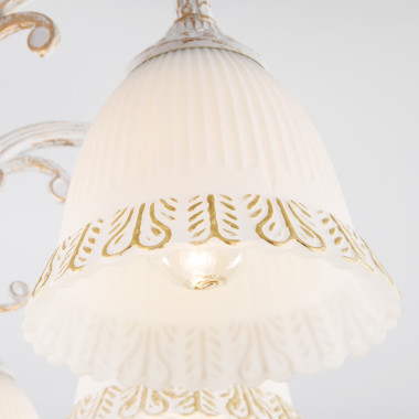 Классическая люстра со стеклянными плафонами 60107/8 белый с золотом — Multielectrika