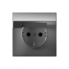 Розетка силовая Systeme Electric ArtGallery со шторками и крышкой, 16А, сталь &mdash; Multielectrika