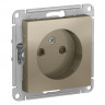 Розетка силовая Schneider Electric Atlas Design со шторками, без заземления, шампань