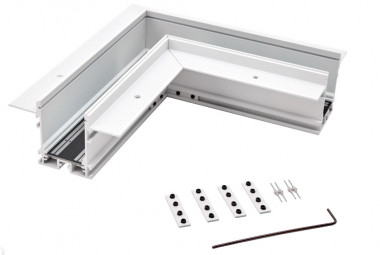 Коннектор угловой потолочный встраиваемый SY Белый Муар SY-601901-RC-CN-1-WHMR- PCB Серебро — Multielectrika