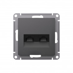 Розетка двойная RJ45+RJ45 Systeme Electric AtlasDesign кат.5Е, базальт &mdash; Multielectrika