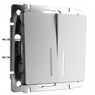 Выключатель двухклавишный с подсветкой (серебряный матовый) W1120165 &mdash; Multielectrika
