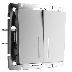 Выключатель двухклавишный с подсветкой (серебряный матовый) W1120165 &mdash; Multielectrika