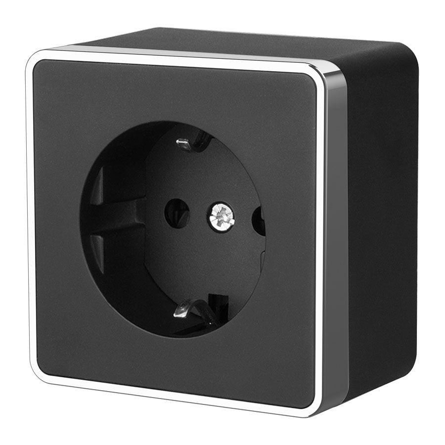 Розетка с заземлением и шторками Gallant (черный/хром) W5071135 фото 1 — Multielectrika