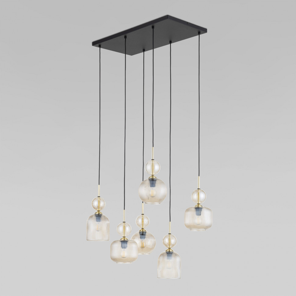 Подвесной светильник с плафоном из фактурного стекла 11044 Sophia Cognac фото 1 &mdash; Multielectrika