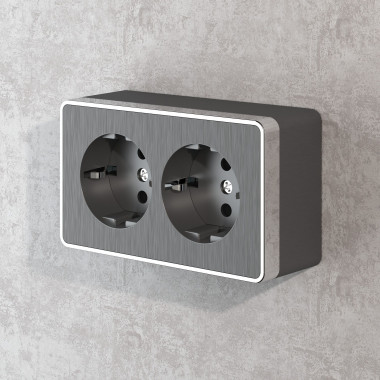 Розетка двойная с заземлением Gallant графит рифленый W5072104 — Multielectrika