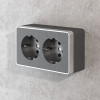 Розетка двойная с заземлением Gallant графит рифленый W5072104 фото 2 &mdash; Multielectrika