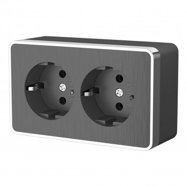 Розетка двойная с заземлением Gallant графит рифленый W5072104 &mdash; Multielectrika