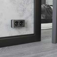 Розетка двойная с заземлением Gallant графит рифленый W5072104 &mdash; Multielectrika