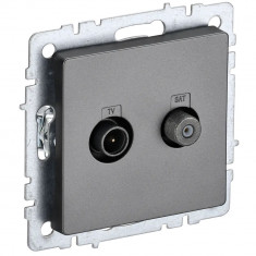 Розетка двойная TV+SAT IEK Brite РТВ/РСп12-БрС сталь &mdash; Multielectrika