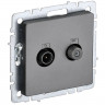 Розетка двойная TV+SAT IEK Brite РТВ/РСп12-БрС сталь