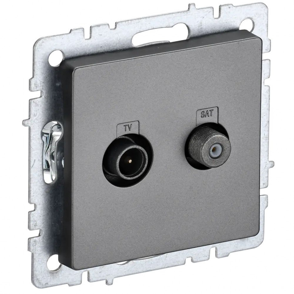 Розетка двойная TV+SAT IEK Brite РТВ/РСп12-БрС сталь фото 1 — Multielectrika