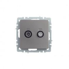 Розетка двойная TV+SAT IEK Brite РТВ/РСп12-БрС сталь &mdash; Multielectrika