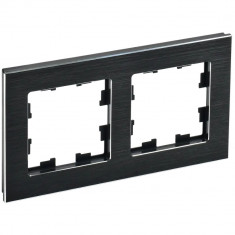 Рамка на 2 поста IEK Brite РУ-2-1-БрЧ металл черный &mdash; Multielectrika
