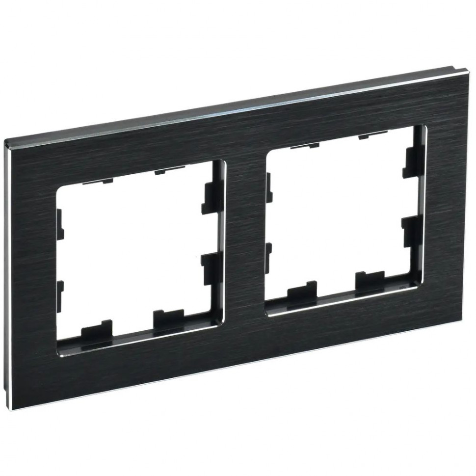 Рамка на 2 поста IEK Brite РУ-2-1-БрЧ металл черный фото 1 — Multielectrika