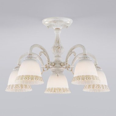 Потолочная люстра со стеклянными плафонами 60107/5 белый с золотом — Multielectrika