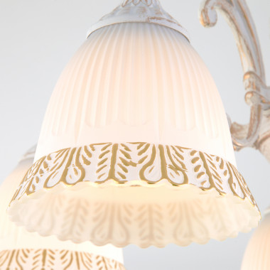 Потолочная люстра со стеклянными плафонами 60107/5 белый с золотом — Multielectrika