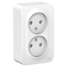 Розетка двойная Systeme Electric Blanca без заземления, со шторками, белая 16А &mdash; Multielectrika