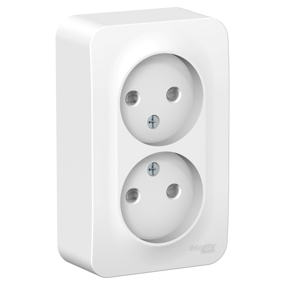 Розетка двойная Systeme Electric Blanca без заземления, со шторками, белая 16А фото 1 — Multielectrika